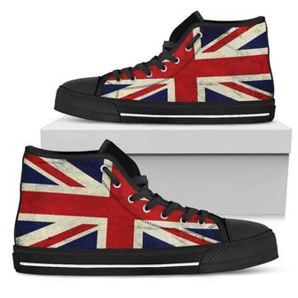 Grunge Union Jack British Flag Print Women's High Top Shoes - Monsterry UK