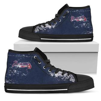 Grunge Vintage Logo Atlanta Braves High Top Shoes | Favorety