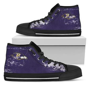 Grunge Vintage Logo Baltimore Ravens High Top Shoes | Favorety UK