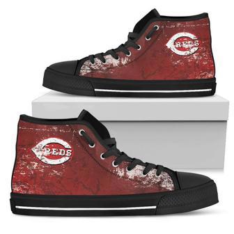 Grunge Vintage Logo Cincinnati Reds High Top Shoes | Favorety CA