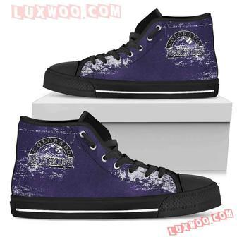 Grunge Vintage Logo Colorado Rockies High Top Shoes Sport Sneakers | Favorety UK