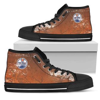 Grunge Vintage Logo Edmonton Oilers High Top Shoes | Favorety