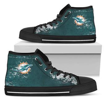 Grunge Vintage Logo Miami Dolphins High Top Shoes | Favorety