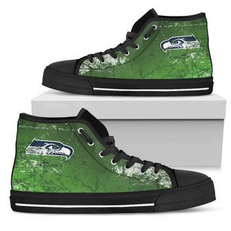 Grunge Vintage Logo Seattle Seahawks High Top Shoes | Favorety CA