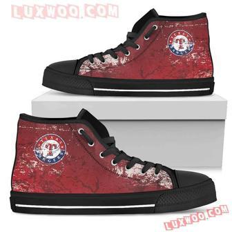 Grunge Vintage Logo Texas Rangers High Top Shoes Sport Sneakers | Favorety AU