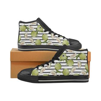 Guava Pattern Stripe background Men's High Top Shoes Black - Monsterry CA