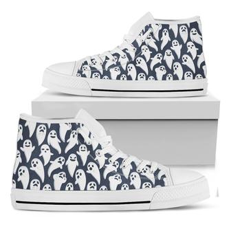 Halloween Ghost Pattern Print White High Top Shoes - Monsterry DE