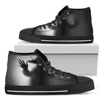 Halloween Horror Witch Print Black High Top Shoes - Monsterry