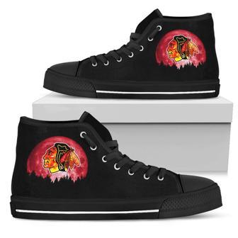 Halloween Orange Moon Mystery Chicago Blackhawks High Top Shoes | Favorety CA