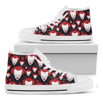 Halloween Scary Clown Pattern Print White High Top Shoes - Monsterry DE