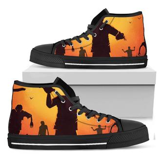 Halloween Walking Zombie Print Black High Top Shoes - Monsterry DE