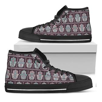 Hamsa Symbol Pattern Print Black High Top Shoes - Monsterry UK