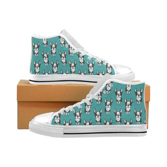 Hand drawn boston terrier dog pattern Men's High Top Shoes White - Monsterry