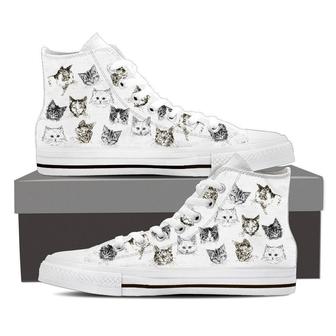 Hand Drawn Cats Women'S Canvas High Top Shoes Sneakers - Monsterry CA