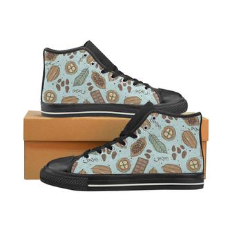 Hand Drawn Cocoa Pattern Men's High Top Shoes Black - Monsterry DE