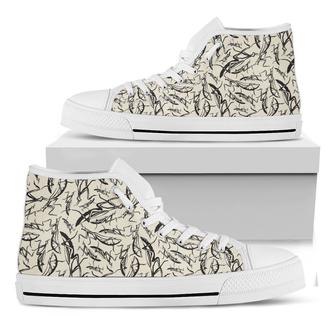 Hand Drawn Mantis Pattern Print White High Top Shoes - Monsterry UK