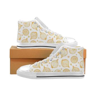 hand drawn onion pattern Men's High Top Shoes White - Monsterry AU