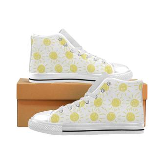 hand drawn sun pattern Men's High Top Shoes White - Monsterry UK
