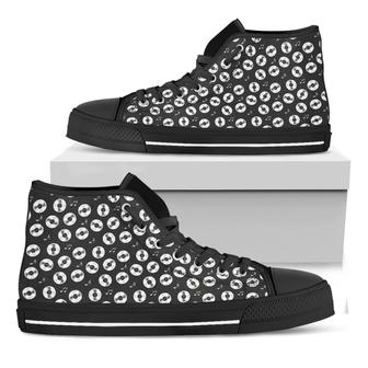 Hand Drawn Vinyl Record Black High Top Shoes - Monsterry CA