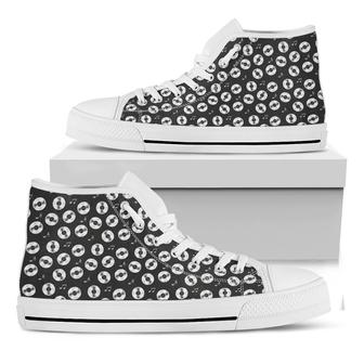 Hand Drawn Vinyl Record White High Top Shoes - Monsterry DE