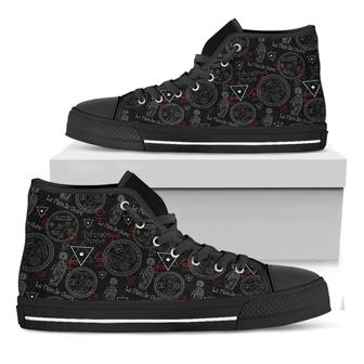 Hand Of Glory Black Magic Witch Print Black High Top Shoes - Monsterry UK