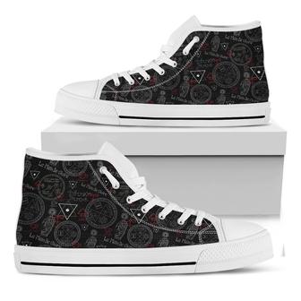 Hand Of Glory Black Magic Witch Print White High Top Shoes - Monsterry CA