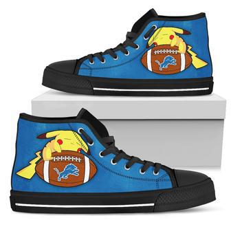 Happy Pikachu Laying On Ball Detroit Lions High Top Shoes | Favorety DE