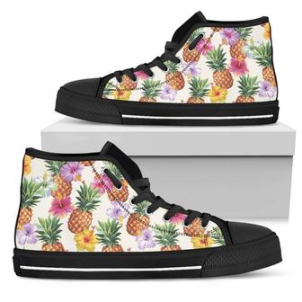 Hawaii Hibiscus Pineapple Pattern Print Men's High Top Shoes - Monsterry CA