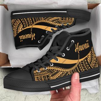 Hawaii High Top Shoes Gold - Polynesian Tentacle Tribal Pattern - - Monsterry DE