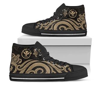 Hawaii High Top Shoes - Gold Tentacle Turtle - - Monsterry UK