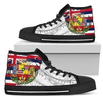 Hawaii High Top Shoes State Flag Polynesian White Pride AH - Monsterry