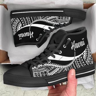 Hawaii High Top Shoes White - Polynesian Tentacle Tribal Pattern - - Monsterry DE