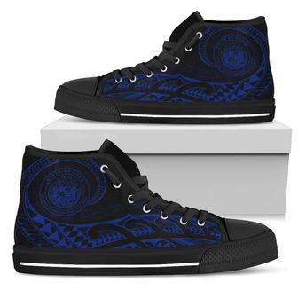 Hawaii State Tattoo Swirly Blue Polynesian High Top Shoes - AH - | Favorety CA