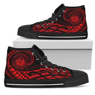 Hawaii State Tattoo Swirly Red Polynesian High Top Shoes - AH - | Favorety AU