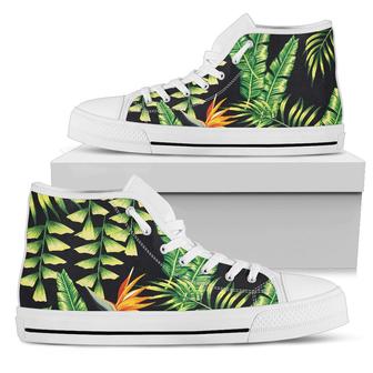 Hawaiian Flower Tropical Palm Leaves Women High Top Shoes - Monsterry