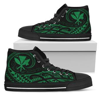 Hawaiian Kanaka State Tattoo Swirly Green Polynesian High Top Shoes - AH - | Favorety DE