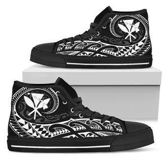 Hawaiian Kanaka State Tattoo Swirly White Polynesian High Top Shoes - AH - | Favorety UK