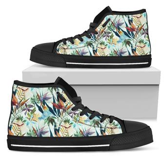 Hawaiian Shoes - Tropical Flower, Plant And Leaf Pattern High Top Shoes - Monsterry DE