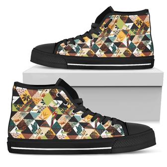 Hawaiian Shoes - Tropical Jungle Parrots And Flamingos Pattern High Top Shoes - Monsterry UK