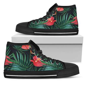 Hawaiian Tropical Flowers Pattern Print Men's High Top Shoes - Monsterry UK