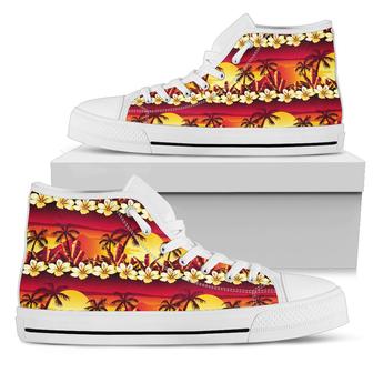 Hawaiian Tropical Sunset Hibiscus Print Women High Top Shoes - Monsterry CA