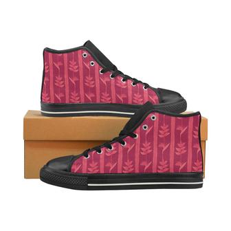 Heliconia Pink Pattern Women's High Top Shoes Black - Monsterry DE