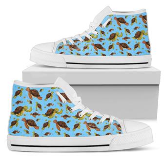 Hello Sea Turtle Print Pattern Women High Top Shoes - Monsterry AU