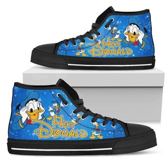Her Donald His Daisy Sneakers High Top Shoes For Couple Gift - Monsterry AU