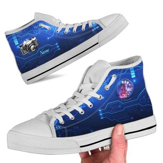 Hi-tech Camera Custom Name Men High Top Shoes For Photography Lovers In Daily Life - Monsterry