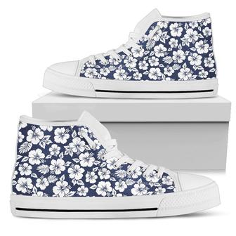 Hibiscus Blue Hawaiian Flower Style Women High Top Shoes - Monsterry AU