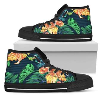 Hibiscus Monstera Hawaii Men's High Top Shoes - Monsterry AU