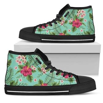 Hibiscus Plumeria Flowers Pattern Print Men's High Top Shoes - Monsterry