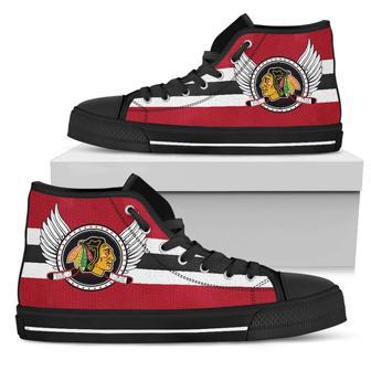 High Top Shoes Chicago Blackhawks Logo Vintage Biker Wings | Favorety DE