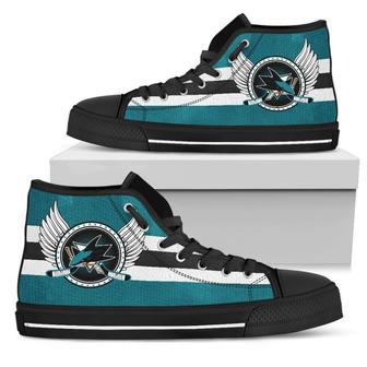 High Top Shoes San Jose Sharks Logo Vintage Biker Wings | Favorety CA